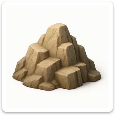 A 3D emoji in iOS emoji aesthetic style of a rocky hilltop with visible stone textures and rugged edges, small cliffs and uneven slopes, sunlight casting soft shadows on the rocks, realistic yet minimal Apple-style design, clean white background.

 sticker