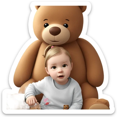 girl with teddy bear sticker