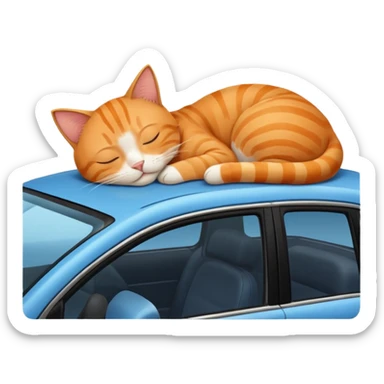 cat sleeping on the dashboard of a car, emoji style sticker