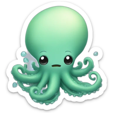 cute kraken with baby face crying sticker