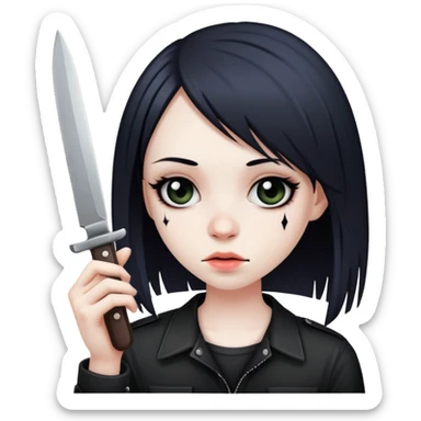 emo girl holding a blunt and knife sticker