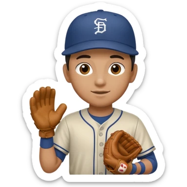 baseball player, classic stance, wearing a cap, holding a glove sticker