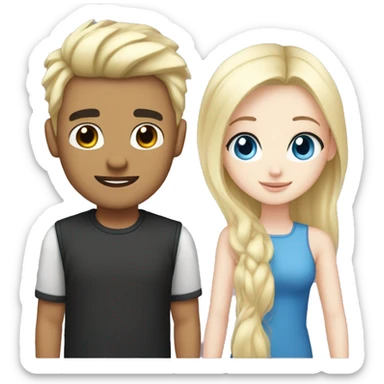 blonde hair and blue eyes girl and black hair with pale skin boyfriend sticker