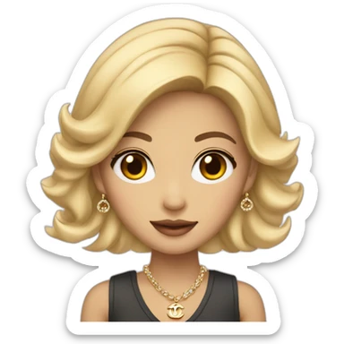 Blonde Asian girl with Chanel bag and necklace sticker