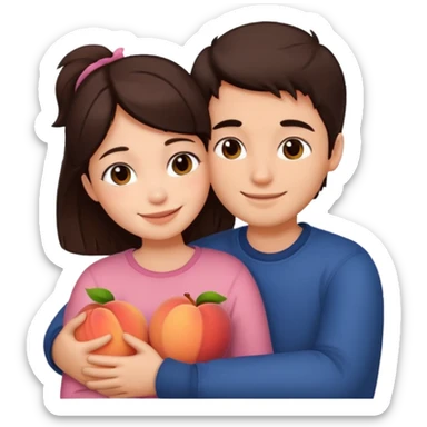 Girl and boy couple Both peach skin and darkish brown hair hugging emoji/cuddling sticker