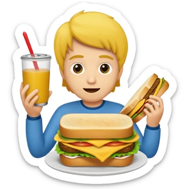 Perezoso amarillo comiendo un sandwich de milanesa sticker