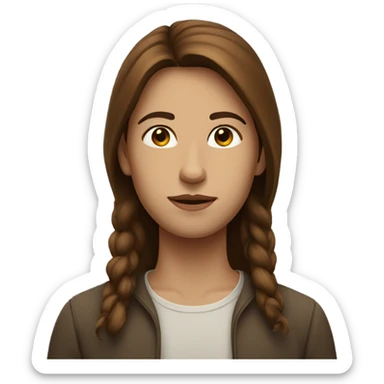 serene brown haired portrait sticker