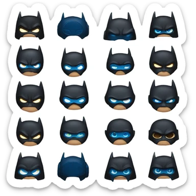 Dark Batman mask with blue eyes and serious face and a dark skin sticker