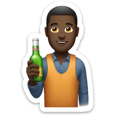 Black guy holding alcohol bottle sticker