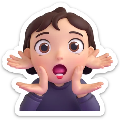 face with wide open mouth, big eyes, drooling, and hands reaching out, expressing intense hunger sticker