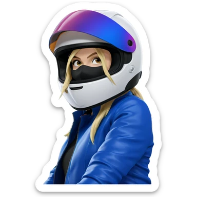 blonde girl in motorcycle helmet sticker