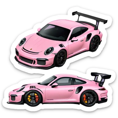 pastel pink porche gt3 RS sticker