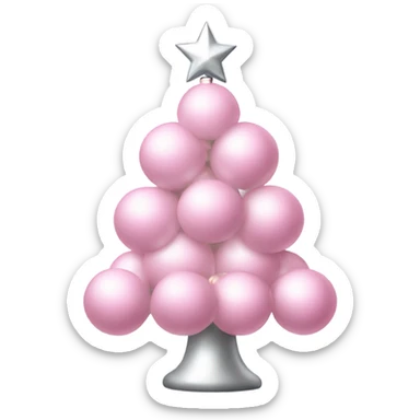 Light pink christmas tree with silvery and shiny balls with lights on it  sticker