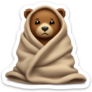 bear cozy in blanket sticker