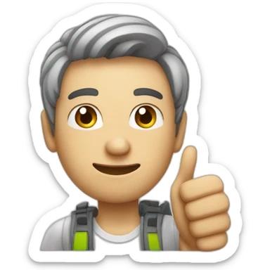 male character with a facial expression that conveys intelligence and technical skills, while making a thumbs-up gesture to indicate approval sticker