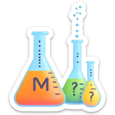 chemistry beaker with question marks, representing asking about valency sticker