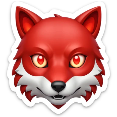 A red rounded square emoji divided in half vertically: on the left, a small red cyber wolf head with glowing eyes in futuristic style; on the right, a bold white capital letter C. Flat emoji design, shiny lighting like 🅱️ emoji, transparent background, inspired by the Cyberwolves logo. sticker