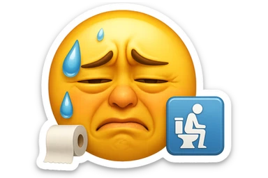 emoji stile iphone che riguarda l'argomento "stipsi/andrò al bagno oggi?", iperrealistico 4k sticker