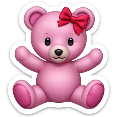 Pink bear with bow sticker