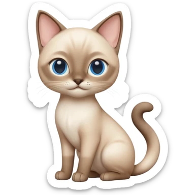 A 3D cartoon Siamese cat in creamy white with faint beige points, smooth short fur, bright eyes, calm lighting, Memoji-style rendering. full body or half body. sticker