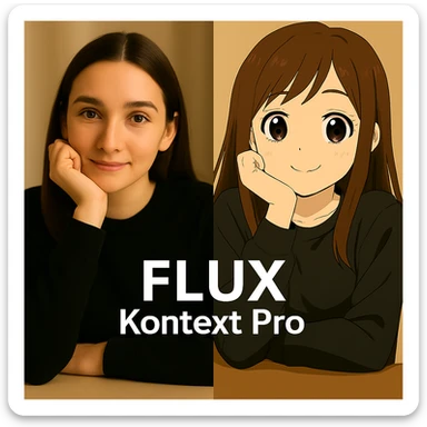 same similar image but chnage the text to "Flux Kontext Max" sticker
