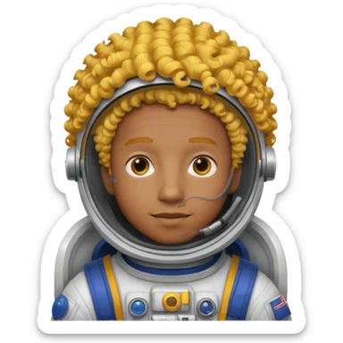 Astronauts, Young, male, dark skin, yellow curly hair sticker