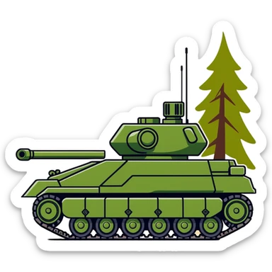 A forest green artillery tank sticker