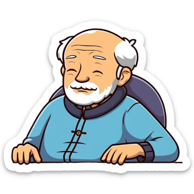 elderly grandfather in peaceful rest with stars sticker