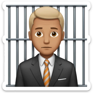 A man in a suit behind bars sticker
