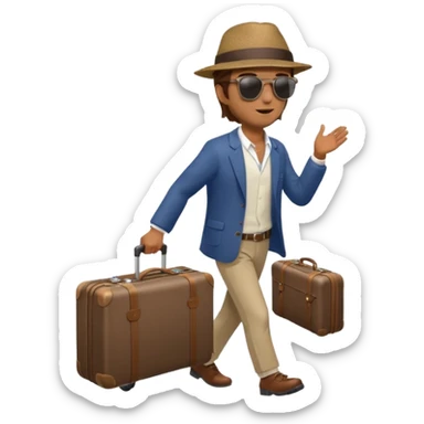 male strolling travel suitcase traveling sticker