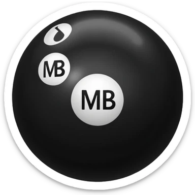 Black pull Ball with MB written on it. Nothing else no holes or anything. sticker