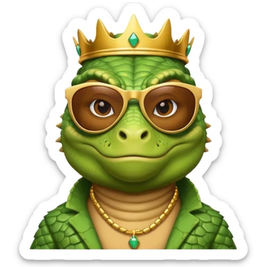 rich capitalist iguana king gold sunglasses sticker