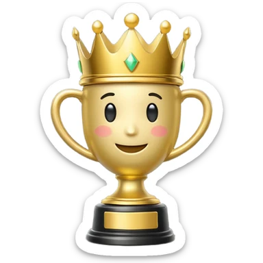 Win Emoji

Glossy 3D emoji showing a gold trophy with a small crown, glowing effect, black and gold theme. sticker