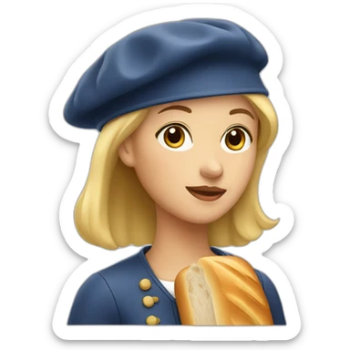 french-girl-with-bread-and-beret sticker