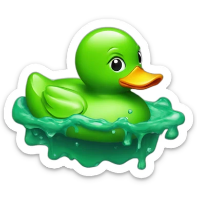 green melted rubber duck sticker