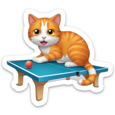 orange cat with a ping pong paddle sticker