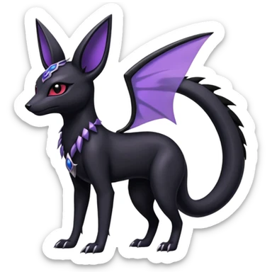 Shiny Dark Edgy Gothic Gloomy Futuristic Salandit-Umbreon-Espeon-Anubis-Hybrid (Full body) sticker
