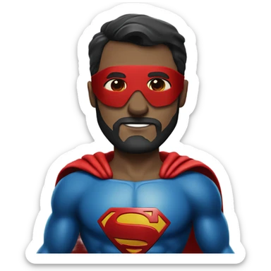 Superman standing strong with beard and red eyemask sticker