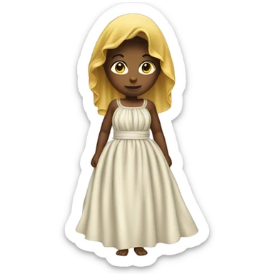 a girl wearing a shower curtain as a dress sticker