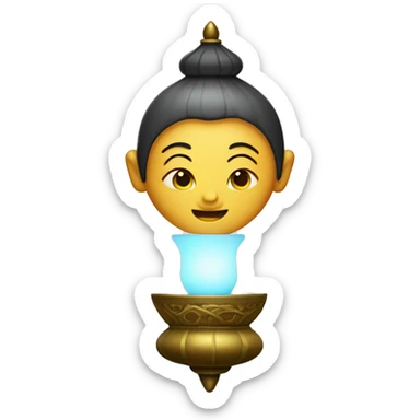 Asian genie in a lamp  sticker