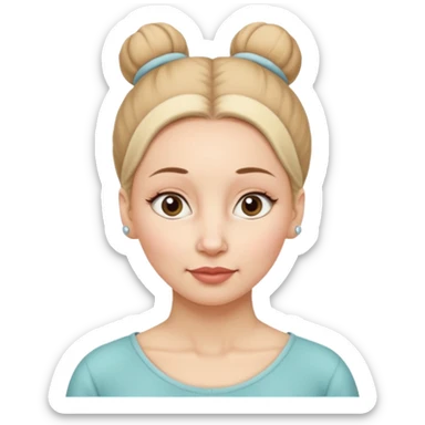 a woman, with a bun, mid 60, wearing a tracheostoma sticker