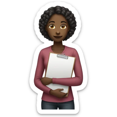 black young female with a clipboard sticker