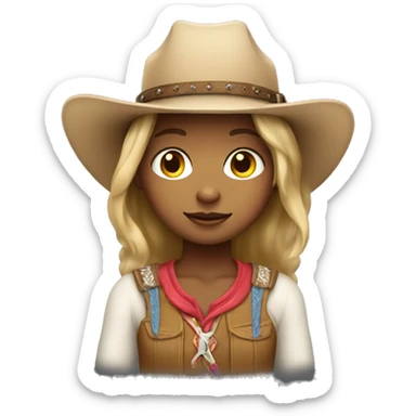Little girl with light skin wearing a cowboy hat  sticker