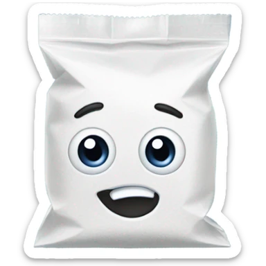 Plastic bag of powdered sugar with a funny face sticker