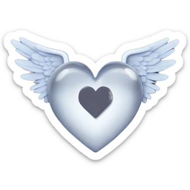 heart outline with halo and angel wings  sticker