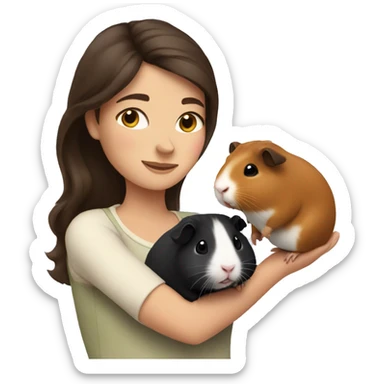 brunette woman hugging two guinea pigs sticker