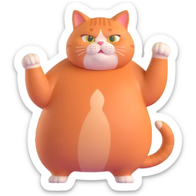a fat red-haired cat named Rufo, standing, curious pose sticker