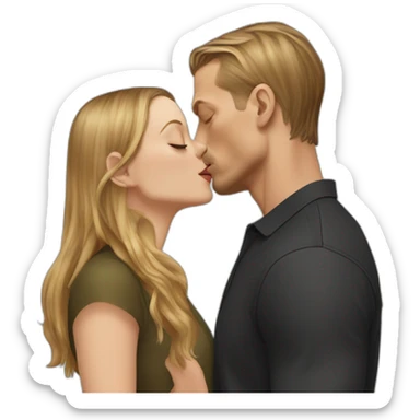 Joel Kinnaman kisses a white girl with light brown hair sticker