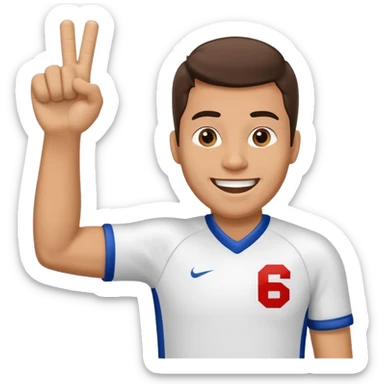 A cheerful man in a team jersey, waving a giant foam finger high with an excited grin. sticker