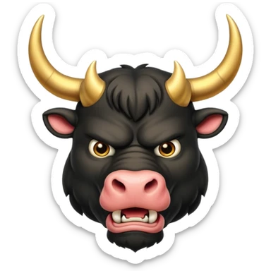 black angry powerful bull with golden horns emoji sticker